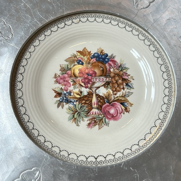 Vintage Triumph Limoges Imperial Victorian China Platter Farberware Aluminum - Picture 2 of 9